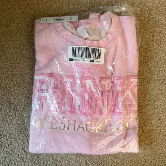 PINK x Loveshackfancy Oversized Crewneck Sweatshirt in Light Pink - Picture 2 of 4